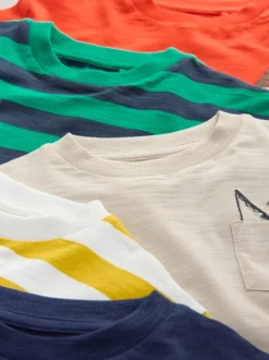Fleurig met dierenprint - Set van 5 T-shirts met lange mouwen (3 mnd-7 jr)