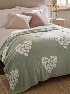 Floral Hearts Fleece Throw