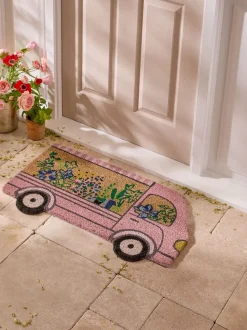 Floral Van Shaped Doormat