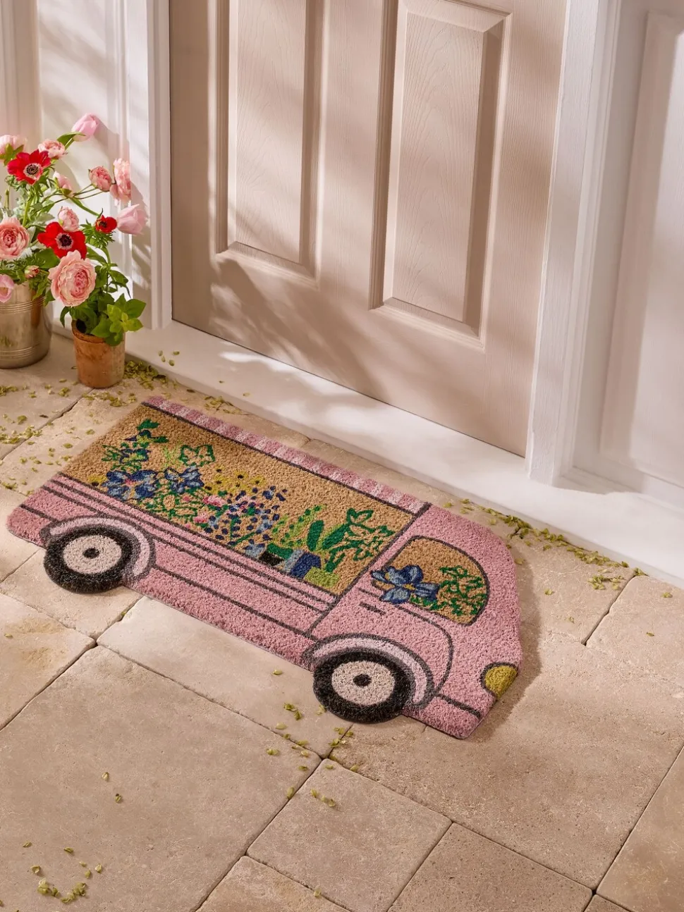 Floral Van Shaped Doormat