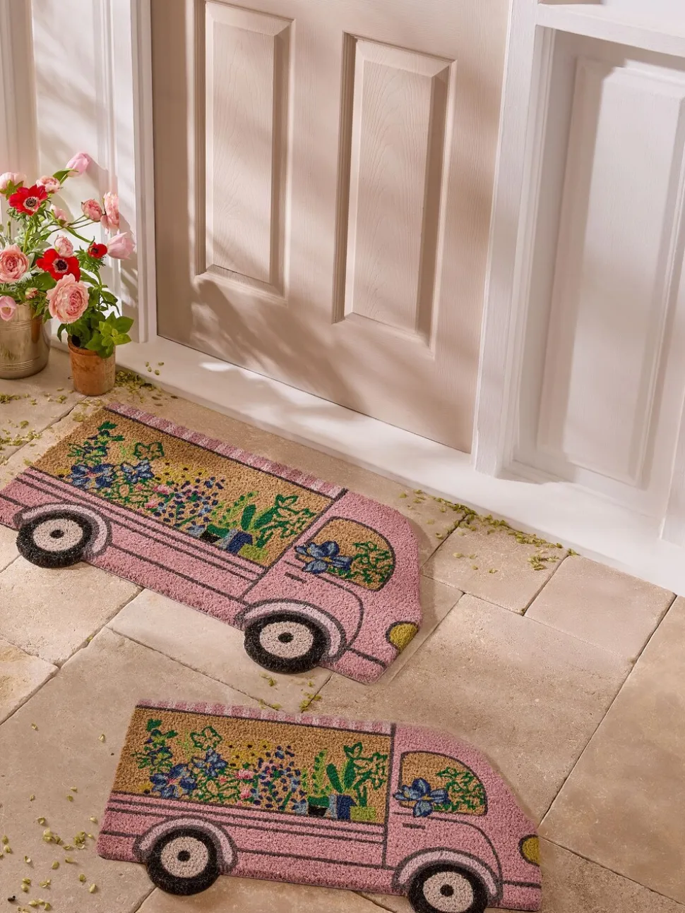 Floral Van Shaped Doormat