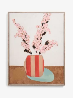 Floral Vase Handpaint Detail Framed Wall Art