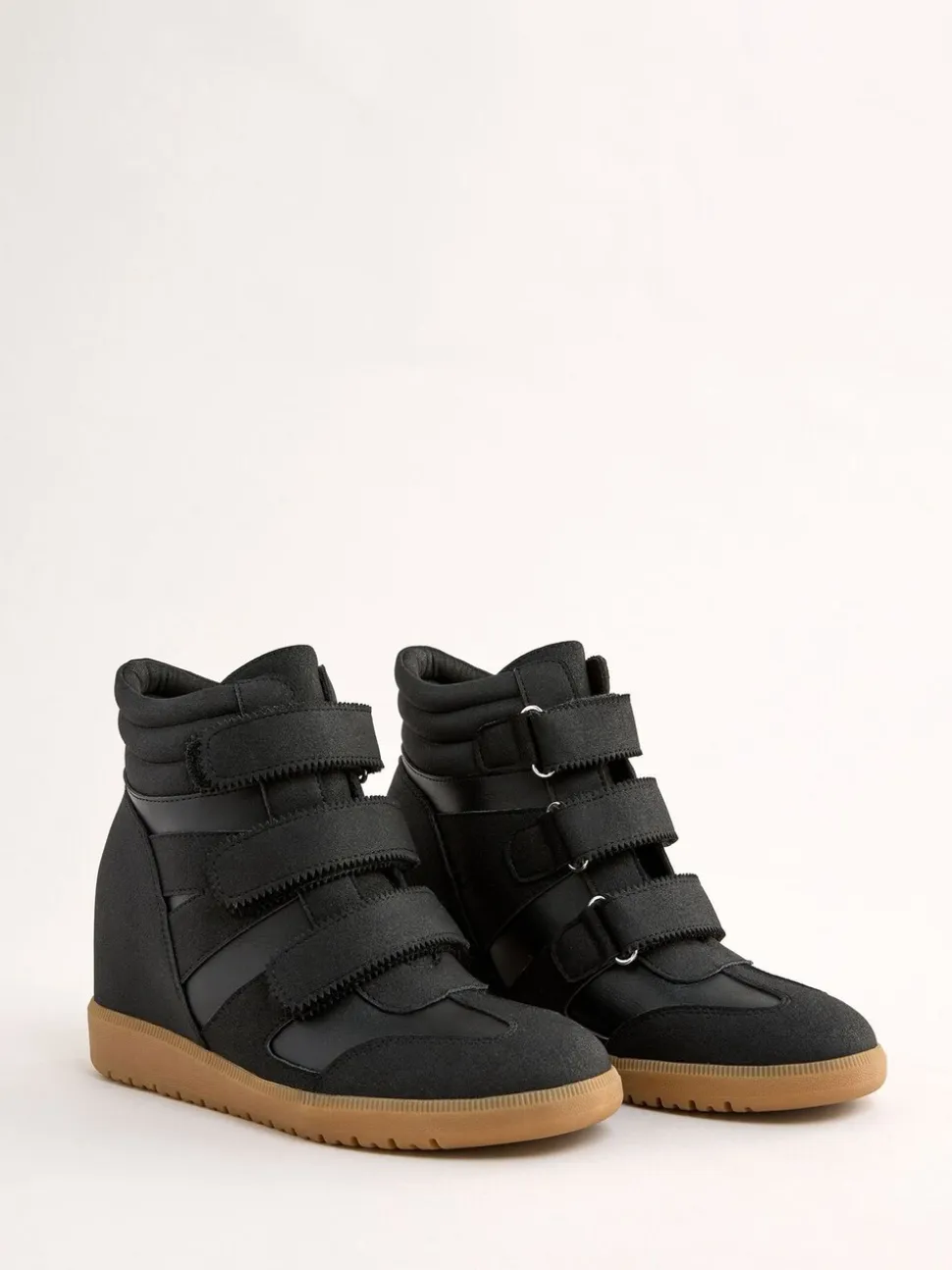 Friends Like These Faux Leather Velcro High Top Wedge Casual Trainers