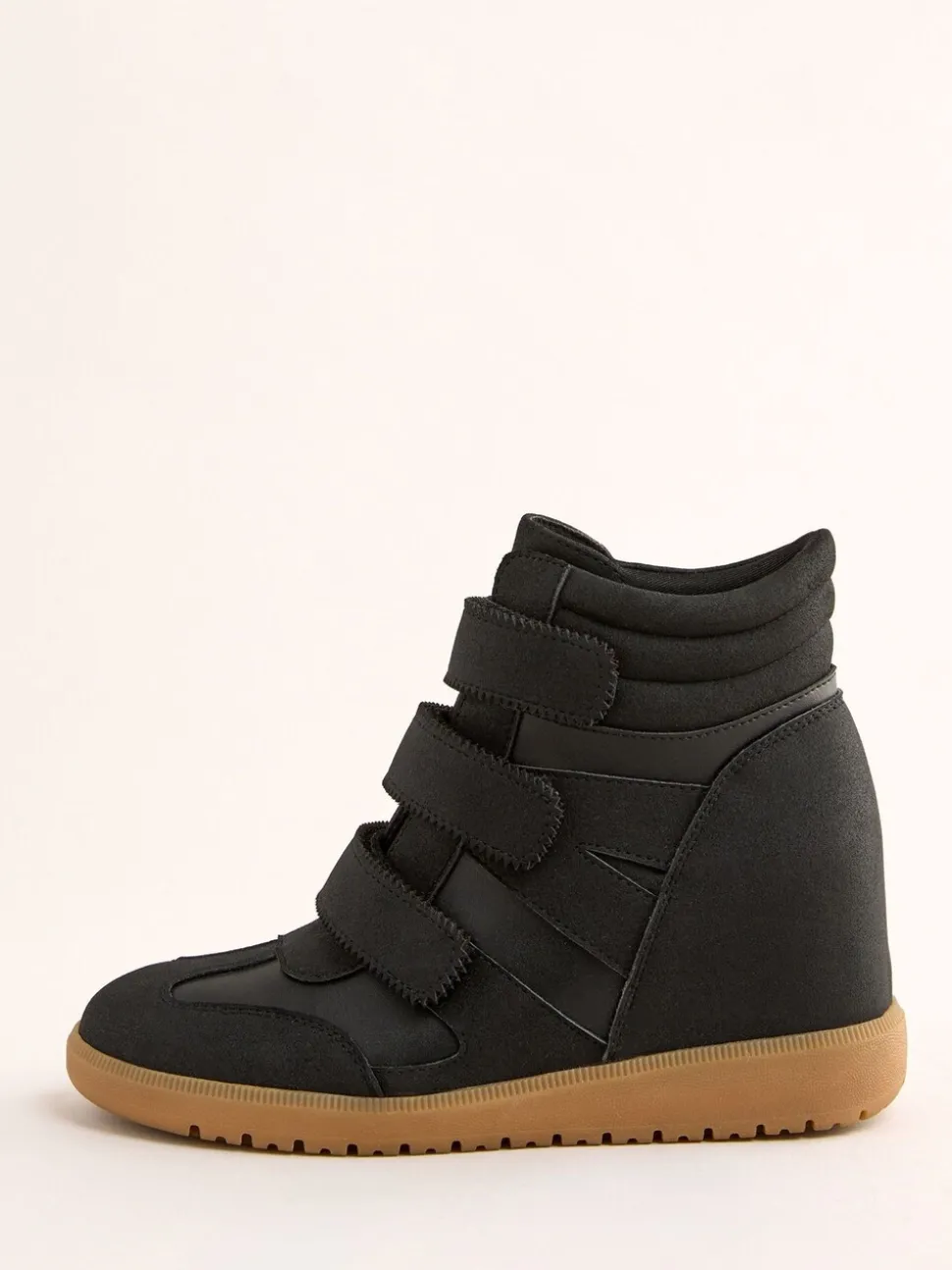 Friends Like These Faux Leather Velcro High Top Wedge Casual Trainers