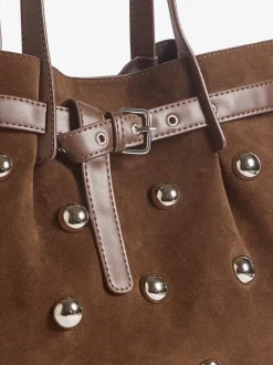 Friends Like These Faux Suede Studded Tote Bag