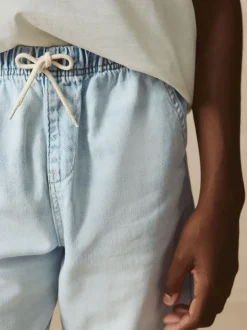 Gebleekt - Bermuda denim shorts met elastische taille (3 - 16 jr)