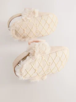 Gebroken wit - Baker by Ted Baker gewatteerde muiltjes met imitatiebont voor babymeisjes