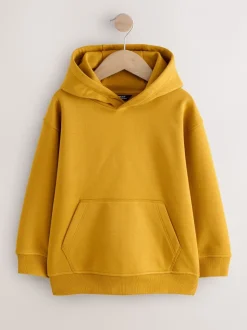 Geel - Effen jersey hoodie (3-16 jr)