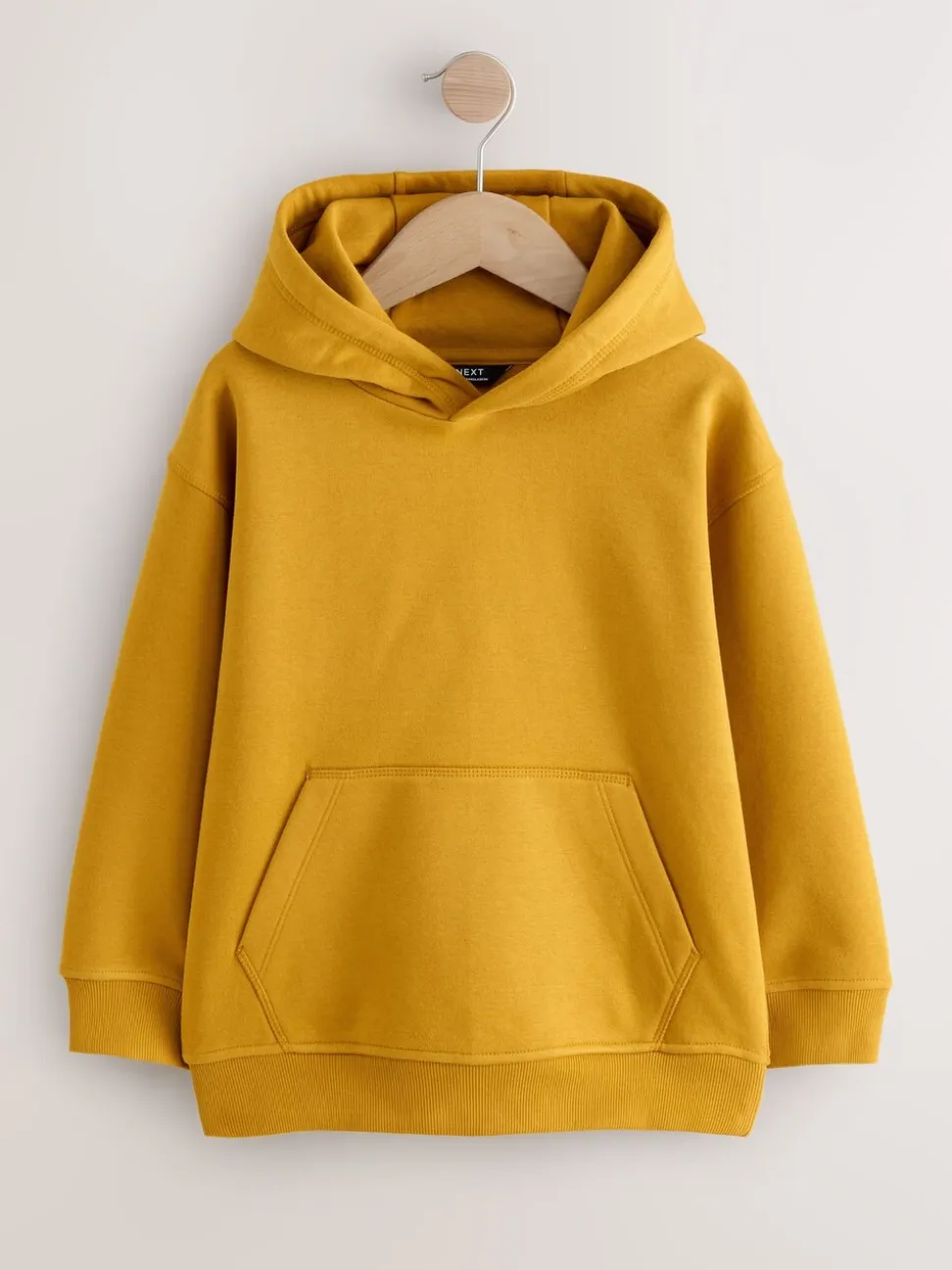 Geel - Effen jersey hoodie (3-16 jr)