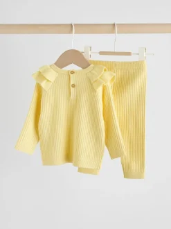 Geel - Gebreide babytrui en leggings set 2 -delig (0mnd -3jr)