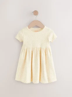 Geel - Geribde jersey jurk (3 mnd-7 jr)