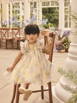Geel - Ruffle Shoulder Mesh Dress (3mths-7yrs)