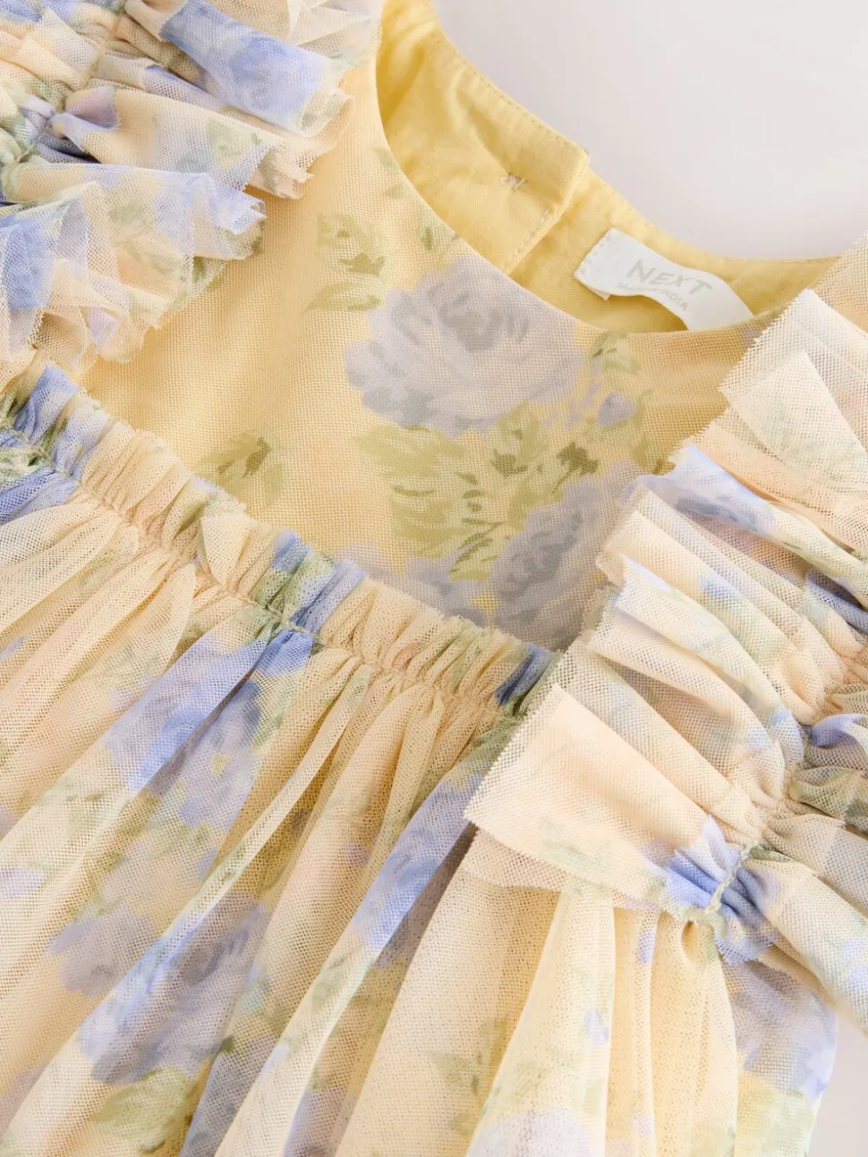 Geel - Ruffle Shoulder Mesh Dress (3mths-7yrs)