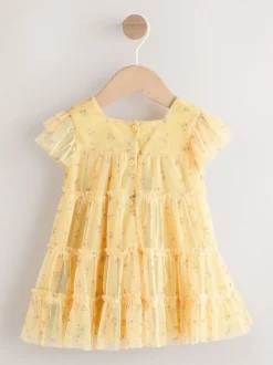 Geel ditsy - Baby Mesh Dress (0mths-2yrs)