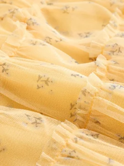 Geel ditsy - Baby Mesh Dress (0mths-2yrs)