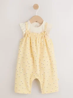 Geel ditsy - Babyjersey bretelbroeken en Bodysuits Set van 2 stuks (0maanden -3jaar)