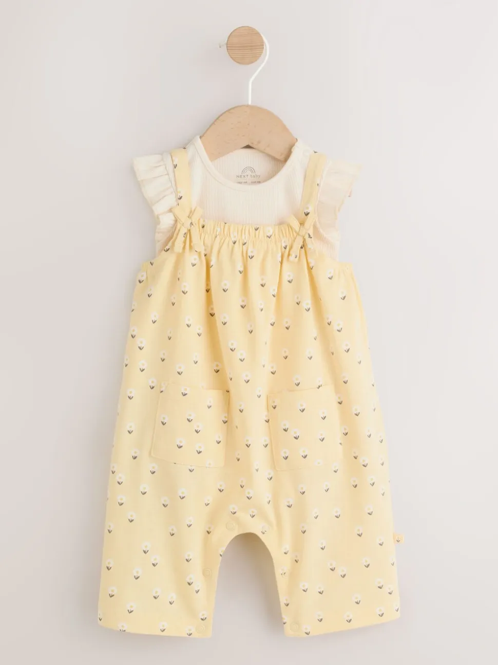 Geel ditsy - Babyjersey bretelbroeken en Bodysuits Set van 2 stuks (0maanden -3jaar)