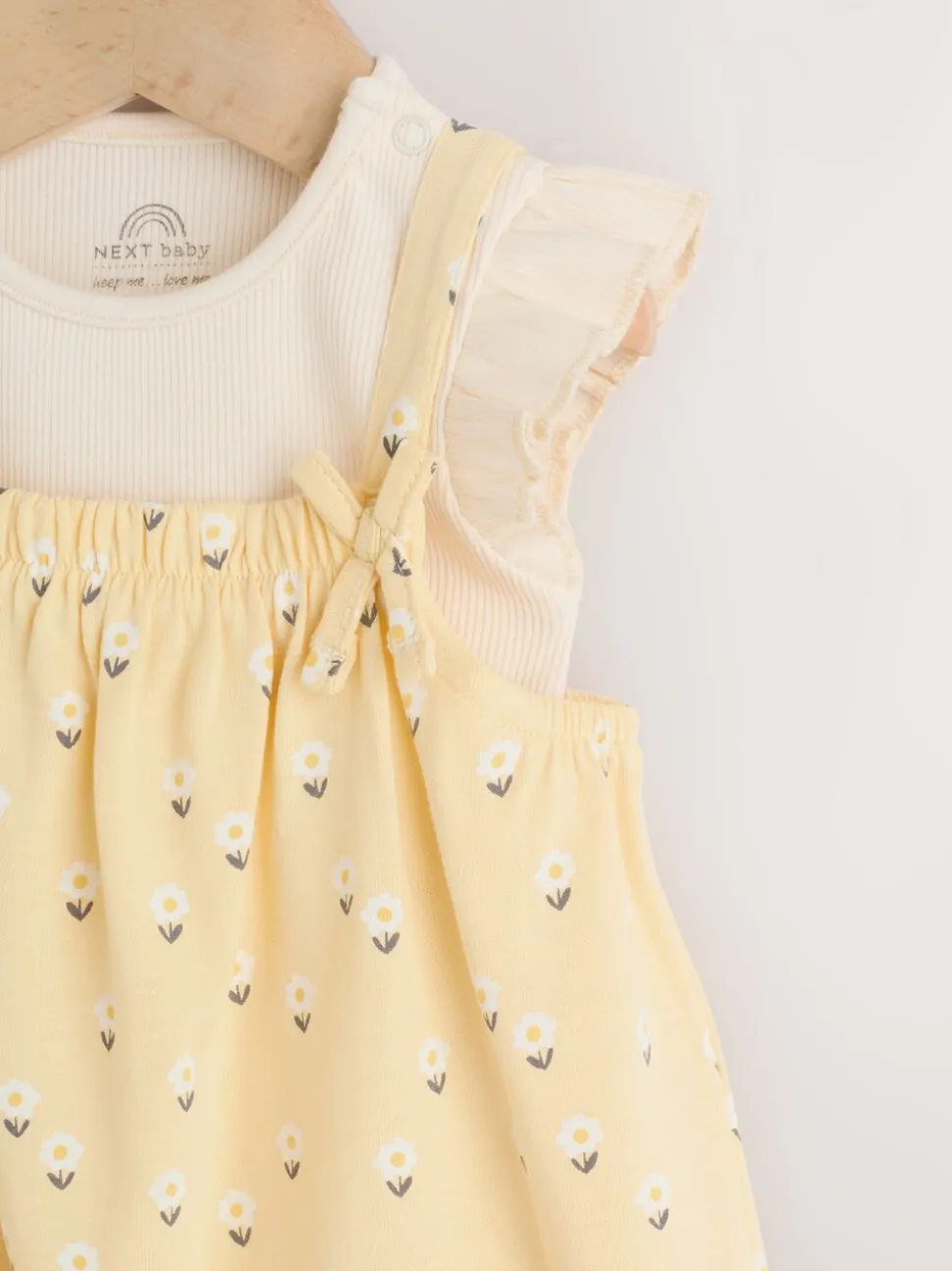 Geel ditsy - Babyjersey bretelbroeken en Bodysuits Set van 2 stuks (0maanden -3jaar)