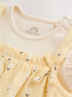 Geel ditsy - Babyjersey bretelbroeken en Bodysuits Set van 2 stuks (0maanden -3jaar)