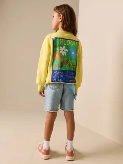 Geel met bloem - Sweatshirt (3 - 16 jr)
