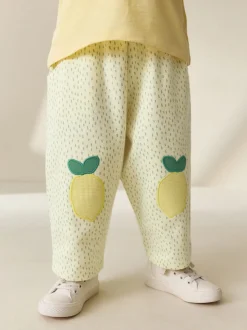 Geel met citroenenprint - Embellished Barrel Trousers (3mths-7yrs)