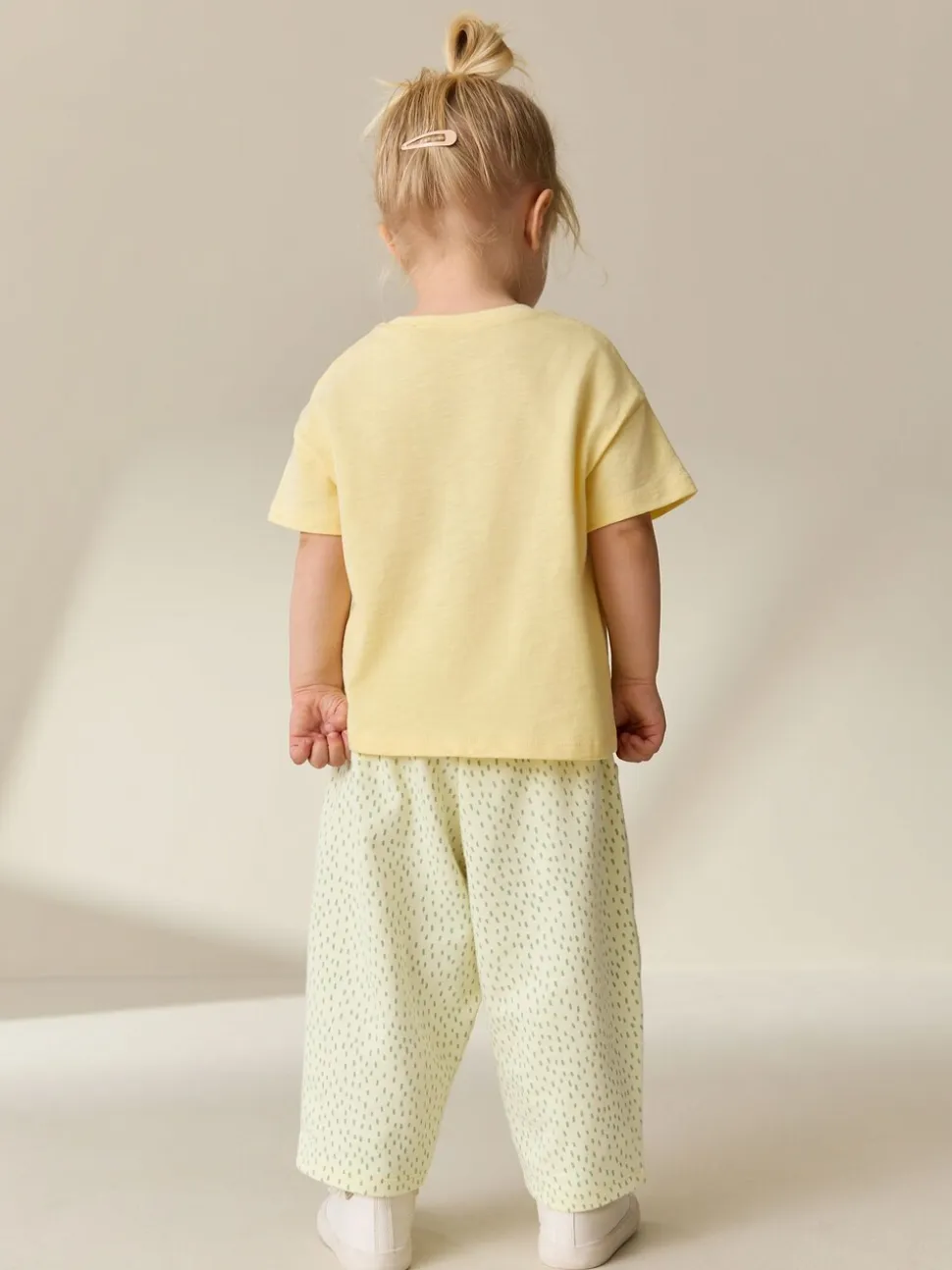 Geel met citroenenprint - Embellished Barrel Trousers (3mths-7yrs)