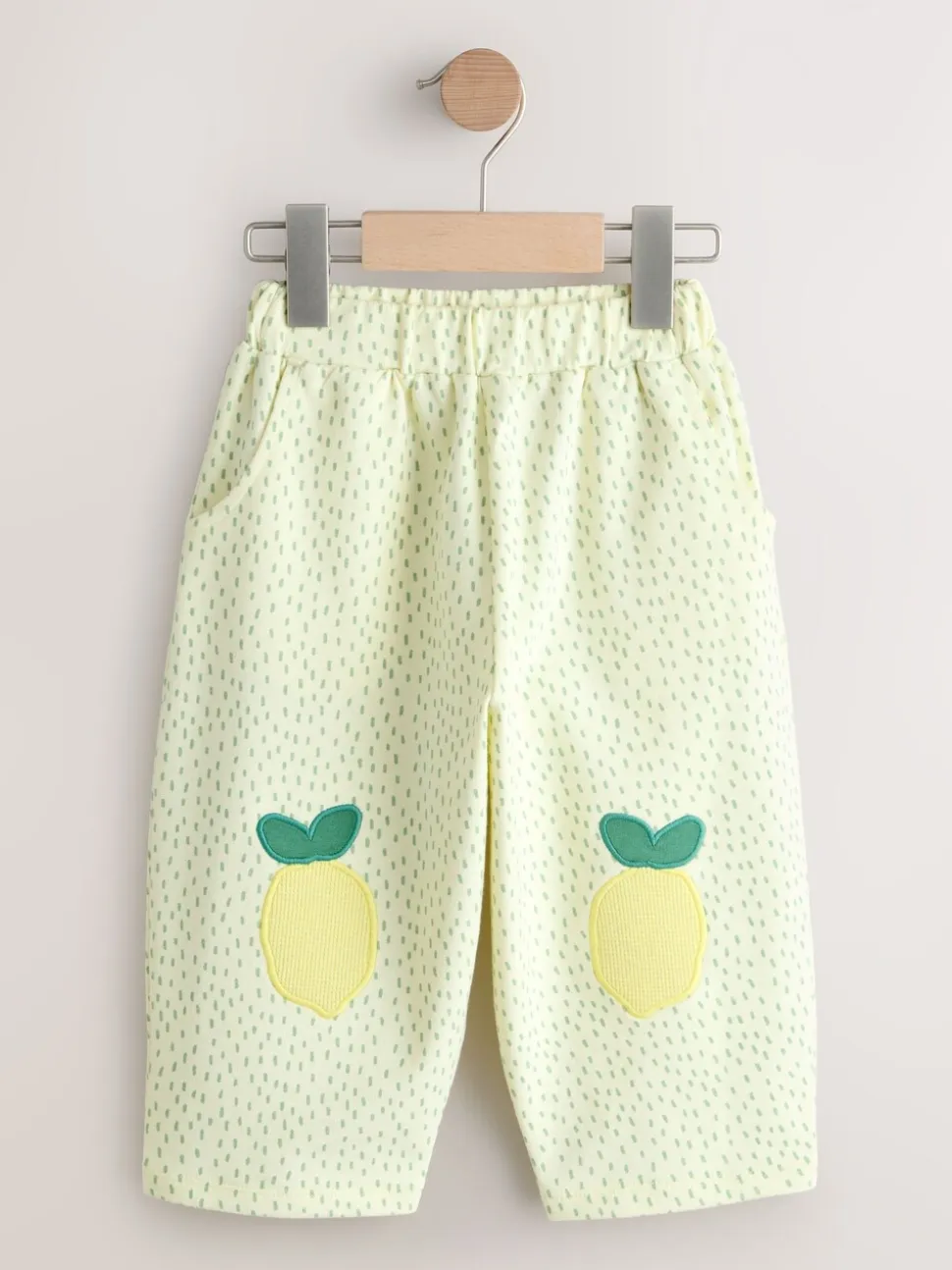 Geel met citroenenprint - Embellished Barrel Trousers (3mths-7yrs)