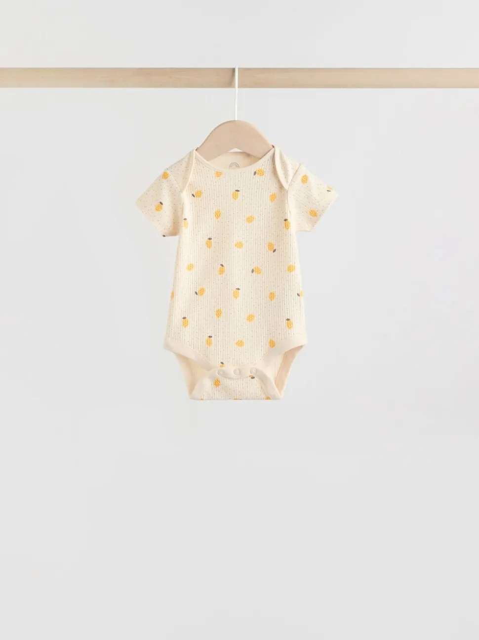 Geel met citroenenprint - 5 Babyrompertjes met korte mouwen