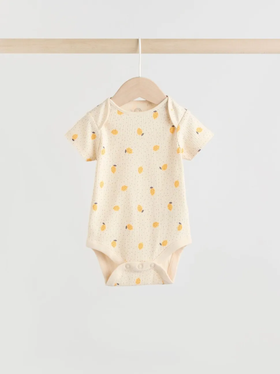 Geel met citroenenprint - 5 Babyrompertjes met korte mouwen