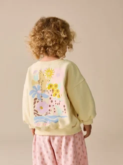 Geel met dierenprint - Set van sweatshirt en joggingbroek met rechte wijde pijpen (3mnd -7jr)
