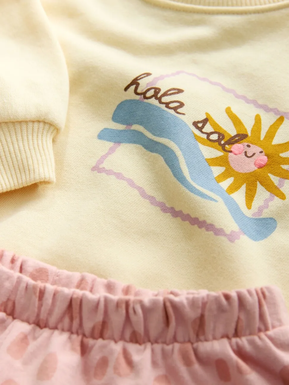 Geel met dierenprint - Set van sweatshirt en joggingbroek met rechte wijde pijpen (3mnd -7jr)