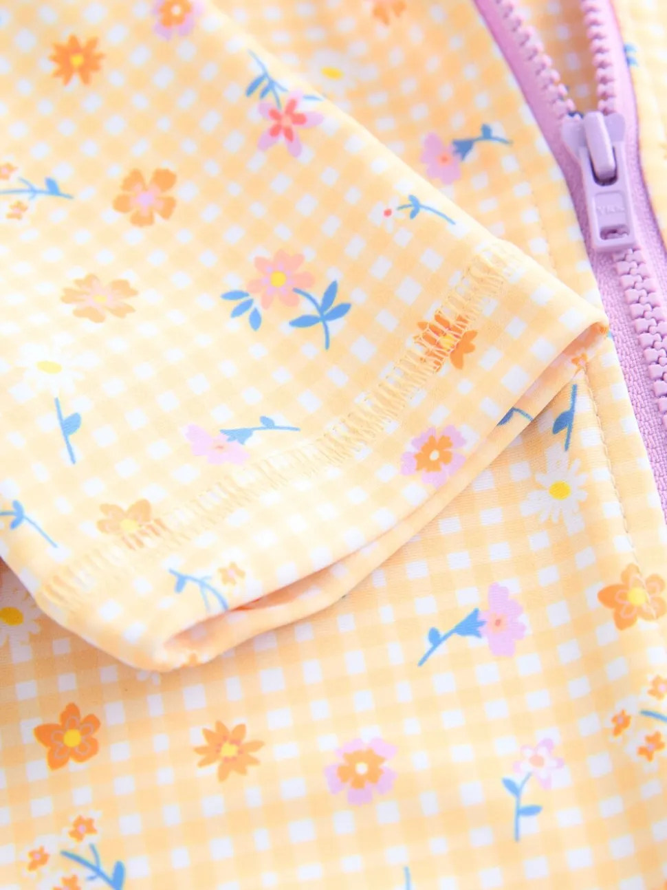 Geel met fijne gingham-ruit - Zonbeschermend badpak (3 mnd-10 jr)