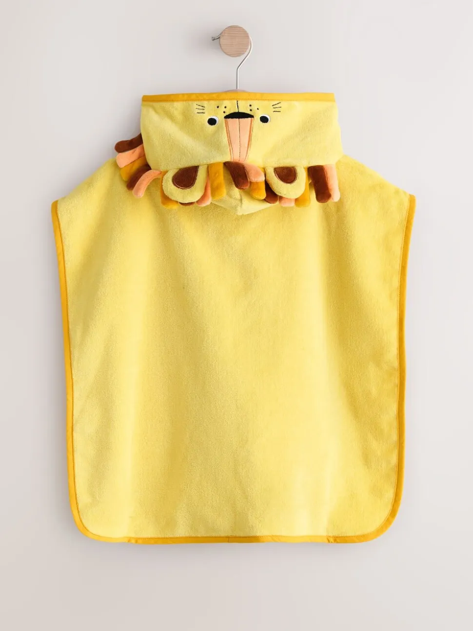 Geel met leeuwprint - Towelling Poncho (9mths-6yrs)