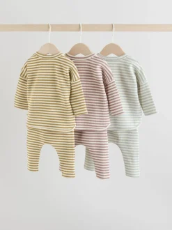 Geel/roze/blauw - Baby Jersey Tops and Leggings Set 6 Piece (0mths-2yrs)