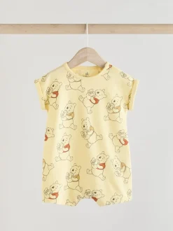 Geel/wit - 2 Pack Printed Winnie The Pooh Baby Rompers