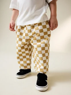 Geel/wit geblokt - Wijde broek met elastische taille (3mnd-7jr)