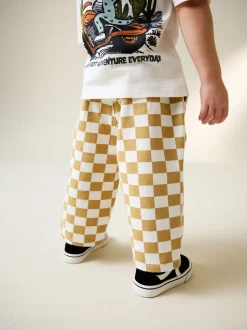 Geel/wit geblokt - Wijde broek met elastische taille (3mnd-7jr)
