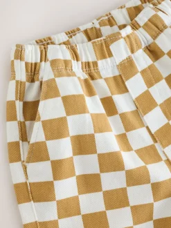 Geel/wit geblokt - Wijde broek met elastische taille (3mnd-7jr)