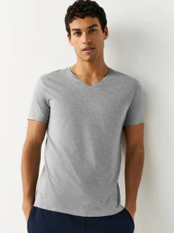 Gemengd - Verpakking van 5 slim-fit 100% katoenen T-shirts met V-hals en laagjes