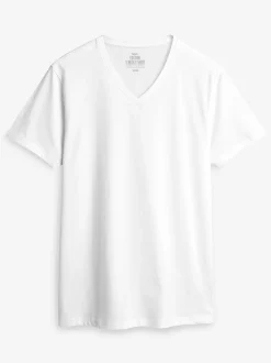 Gemengd - Verpakking van 5 slim-fit 100% katoenen T-shirts met V-hals en laagjes