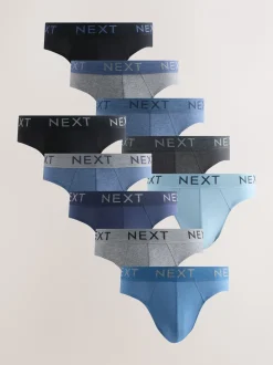 Gemêleerd blauw/grijs - Verpakking van 10 - Katoenrijke slips
