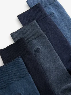 Gemêleerd marineblauw - Verpakking van 5 - Frisblijvende sokken met borduursel