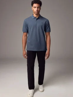 Gemêleerde denim - Normale Pasvorm - Piqué poloshirt met korte mouwen