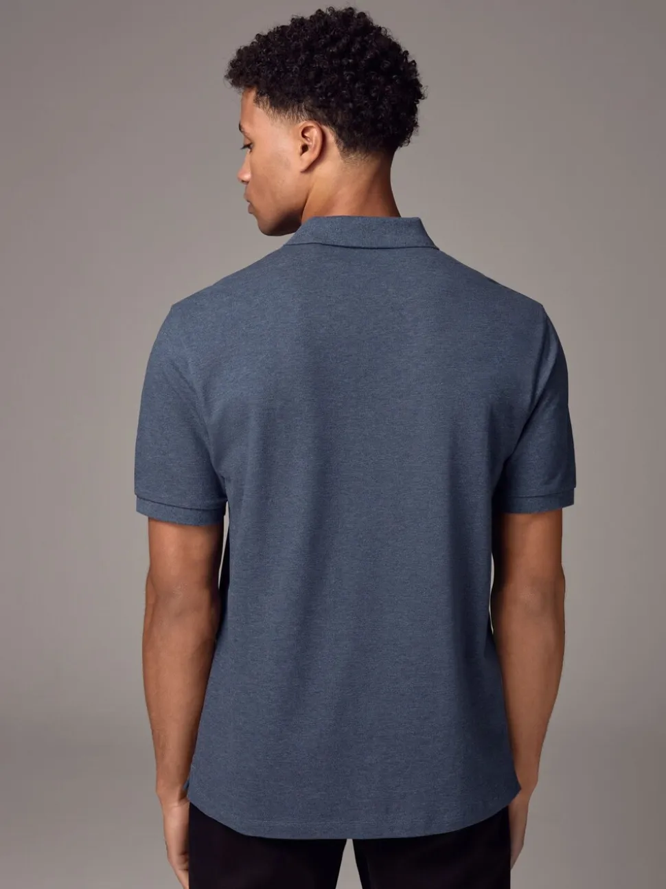 Gemêleerde denim - Normale Pasvorm - Piqué poloshirt met korte mouwen