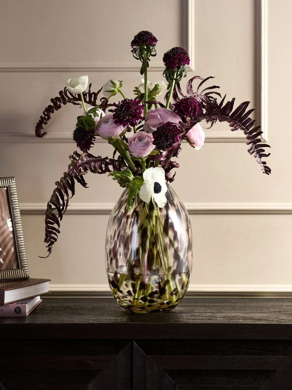 Glazen Confetti vaas met bloemen