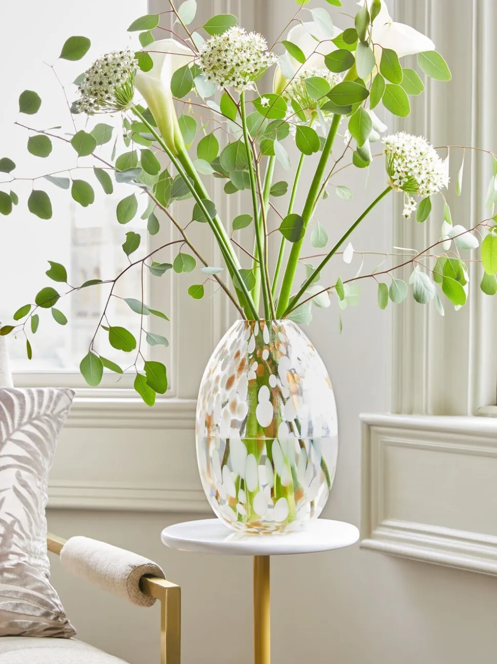 Glazen Confetti vaas met bloemen