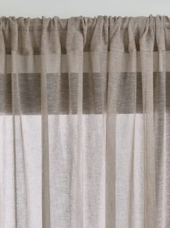 Gordijnen met gesloten bovenkant van doorschijnenden voile met linnenlook