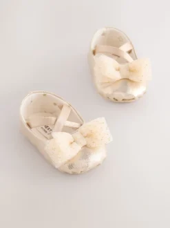 Goud - Feestelijke babyschoenen met strik (0-18mnd)