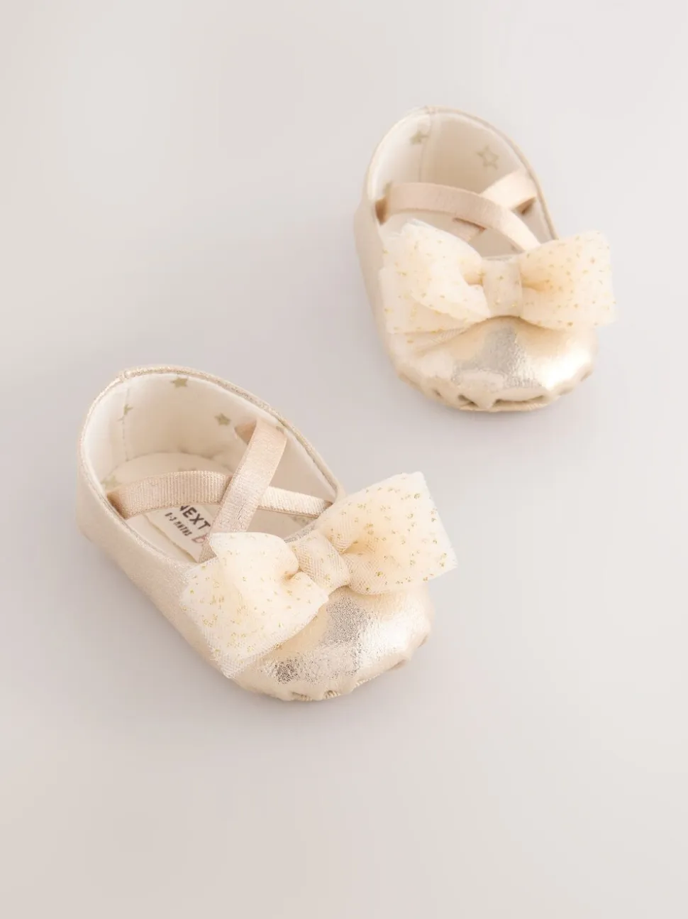 Goud - Feestelijke babyschoenen met strik (0-18mnd)
