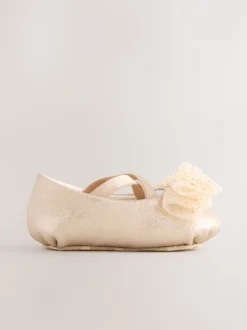 Goud - Feestelijke babyschoenen met strik (0-18mnd)